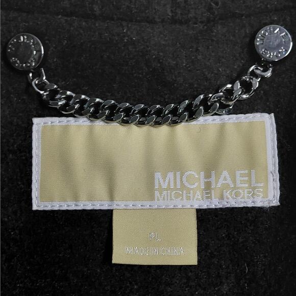 Michael Kors Womens Coat Size PL Black Wool Blend Long Button Front Luxury NWT - Picture 7 of 10